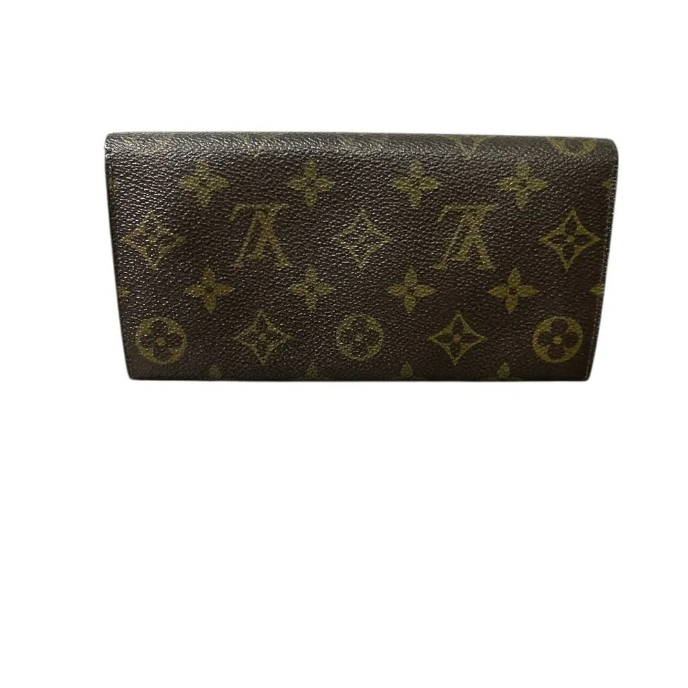 Louis Vuitton Monogram Sarah Long Wallet Snap Closure Vintage Made In France